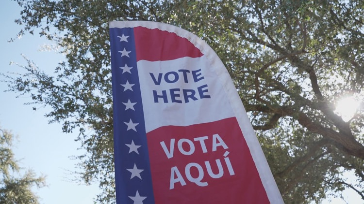 A family voting together at a polling station in Grand Prairie, Texas.